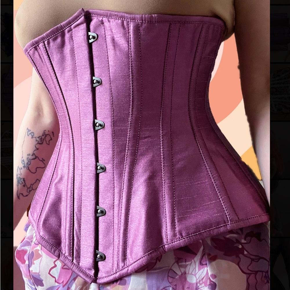 Satin Pink Steel-Boned Corset